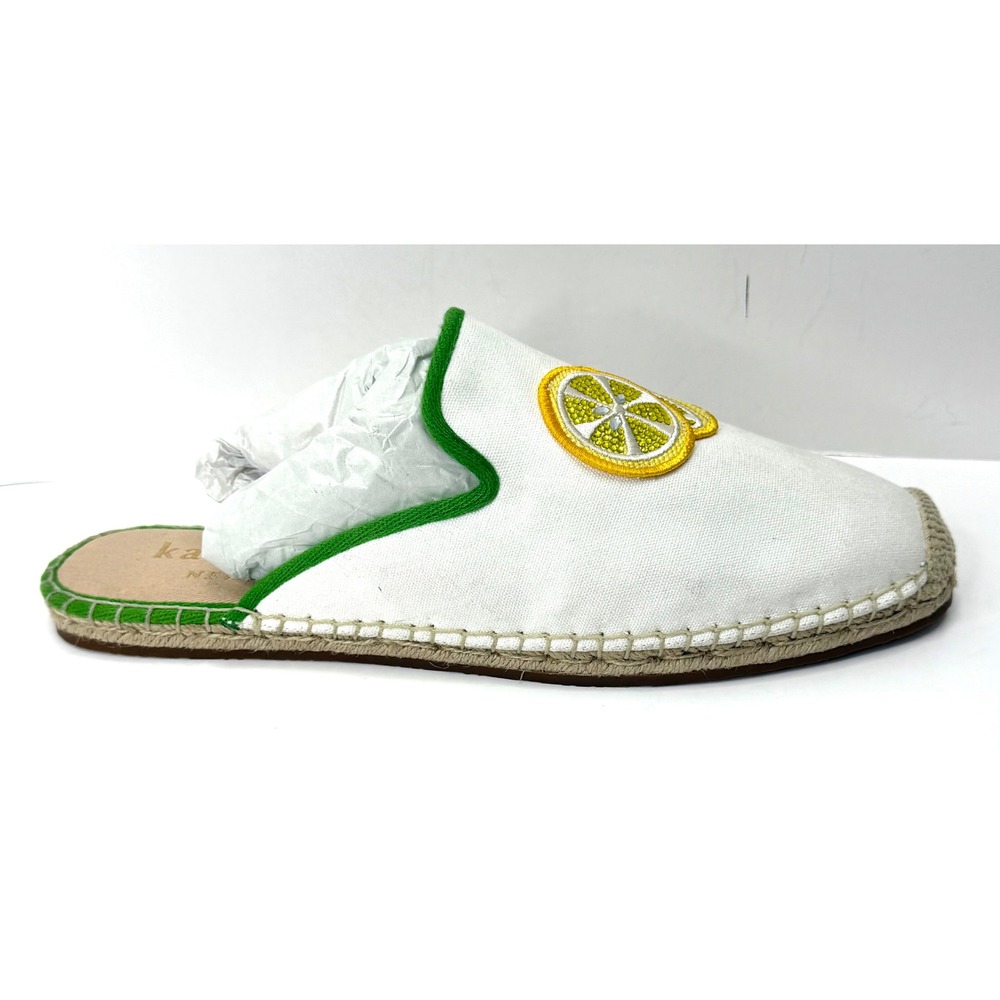 Kate Spade New York Azura Lemons Espadrille Mules White/Green Size 11B NWT/BOX - Picture 4 of 8